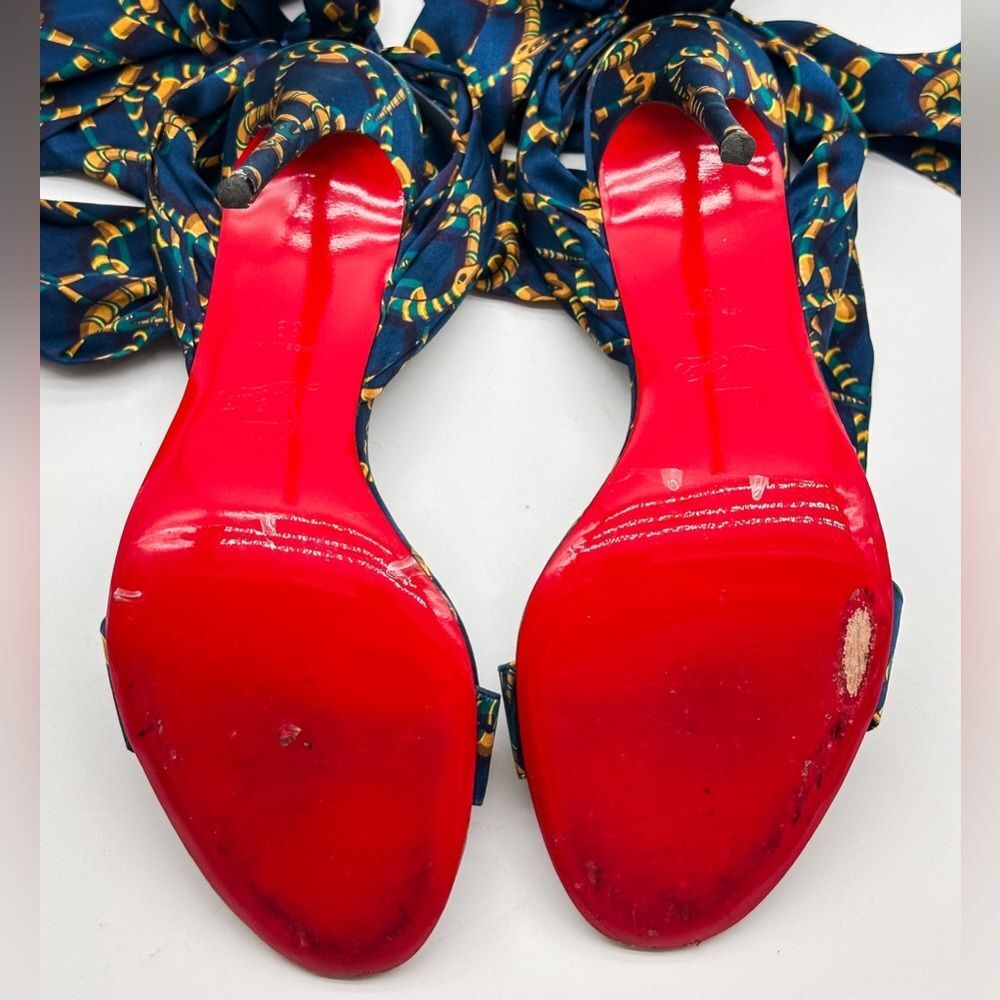 Christian Louboutin Du Desert 100 Crepe Satin in Obscur High Heel Sandals EU 39 - Picture 10 of 11